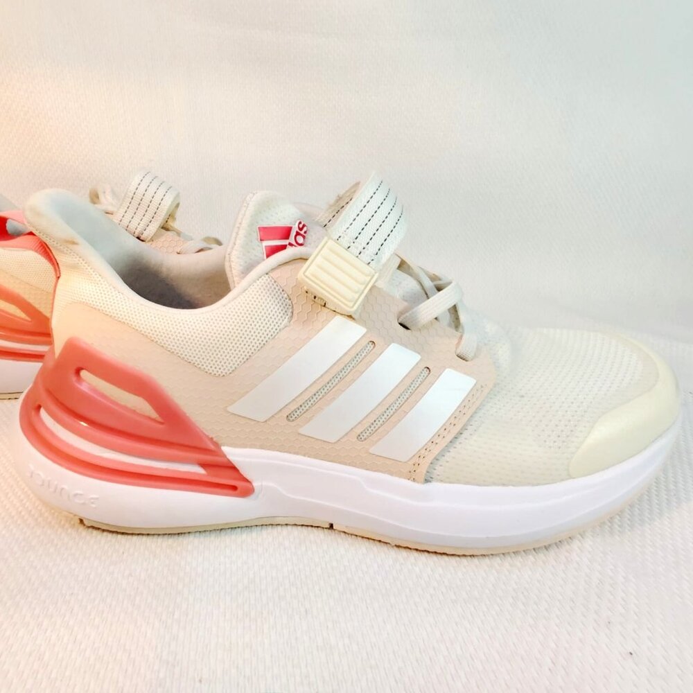 adidas Girl's Size 3 RapidaSport Elastic Little Kid Off-WhiTe/Zero Metallic